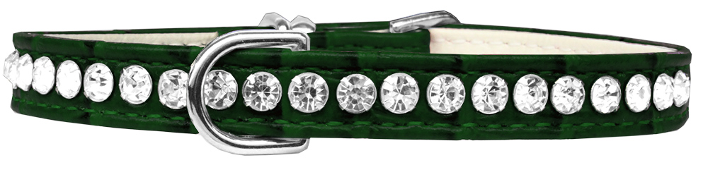 Beverly Style Rhinestone Designer Croc Dog Collar Emerald Green Size 12